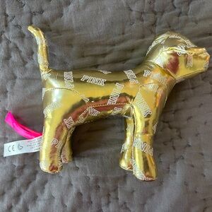 Victoria's Secret Gold Plush Dog Logos Stuffed Toy Vintage
